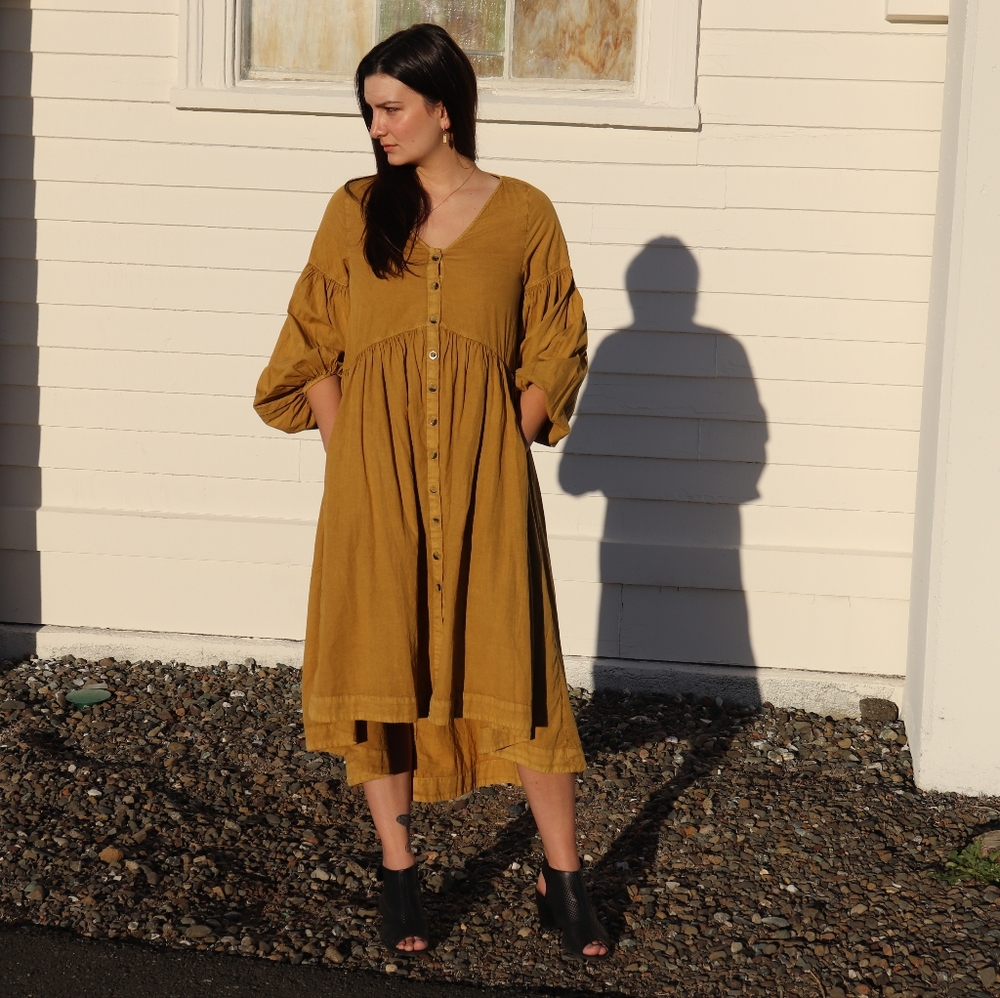 Free People "Stevie" Tent Dress in "Grape Leaves"/Dijon Color